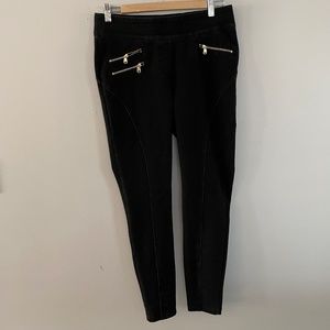 Black Jean Leggings with 3 decorative zippers